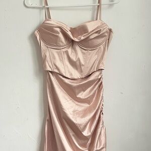 Amazon Pink Pleated Ruched Bodycon Dress